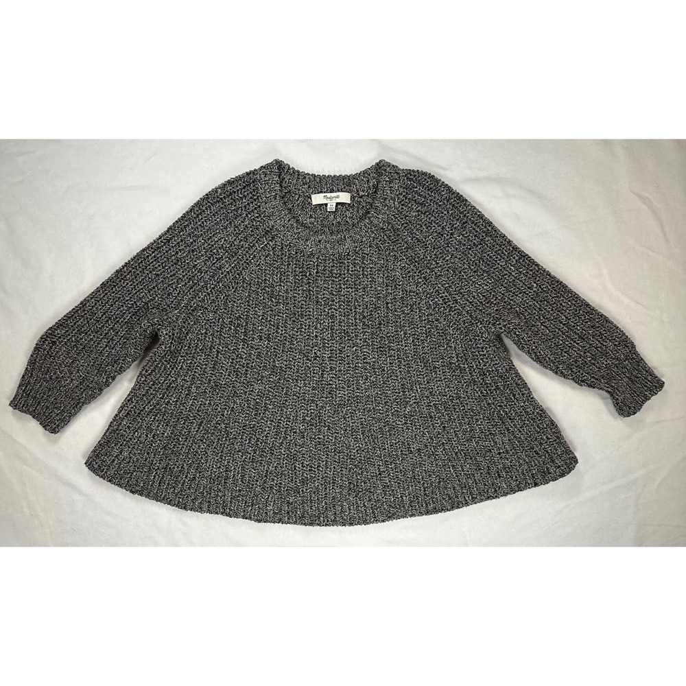 Madewell Women's Gray Marled Swing Crop Sweater Size XS Linen Blend Boho C0358